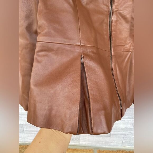 Badgley Mischka
Peplum Leather Jacket in cognac size medium - Picture 7 of 15